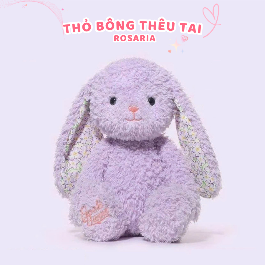 [HỎA TỐC] Gấu Bông Thỏ Lông Xù Thêu Tai Theo Yêu Cầu - Quà tặng trẻ em, sinh nhật, người yêu - Gấu Bông Xinh Rosaria