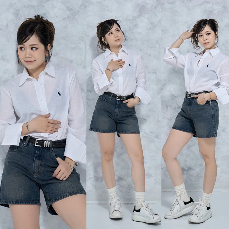 MIDDUA - SJ022 Quần đùi nữ denim dáng lửng rộng
