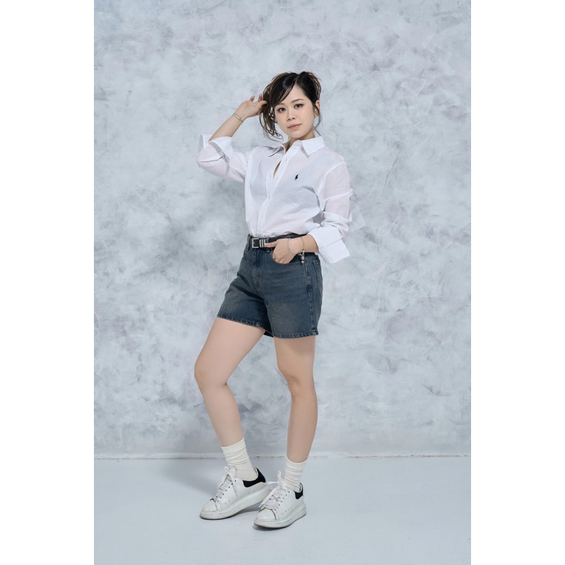 MIDDUA - SJ022 Quần đùi nữ denim dáng lửng rộng