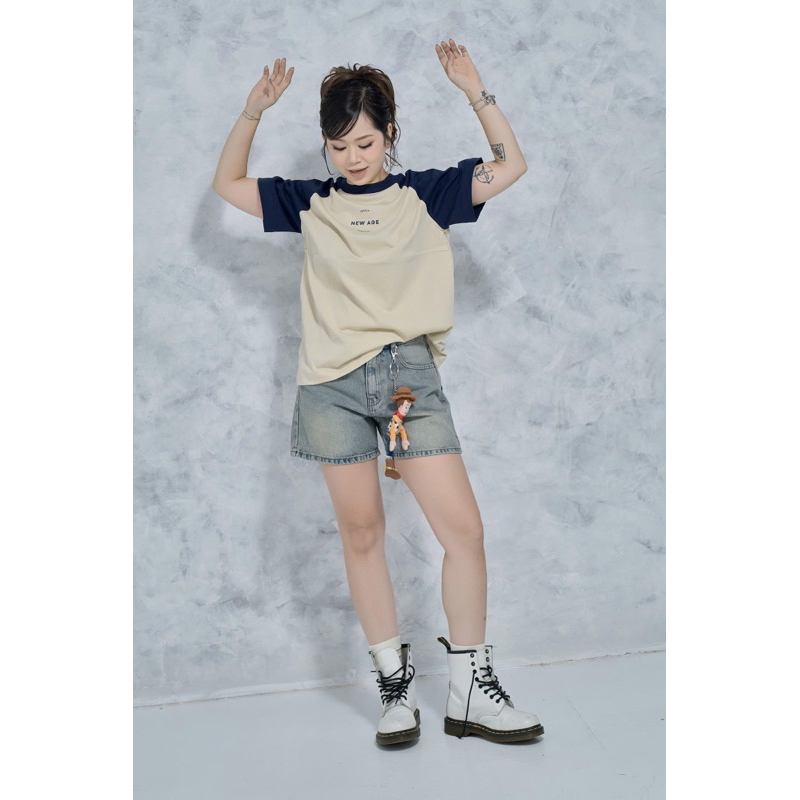 MIDDUA - SJ022 Quần đùi nữ denim dáng lửng rộng