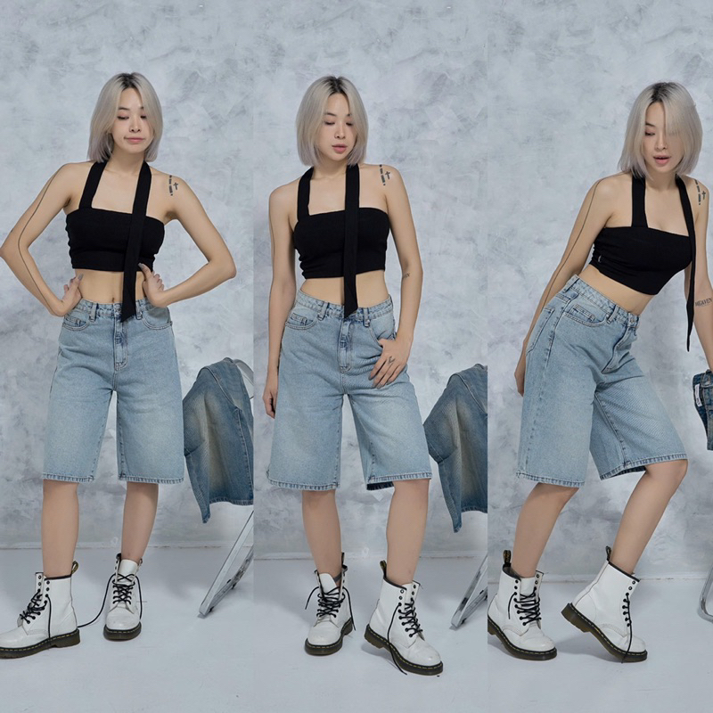 MIDDUA - JN187 Quần đùi denim form boy lửng