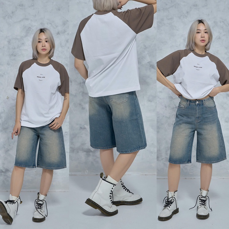 MIDDUA - JN187 Quần đùi denim form boy lửng