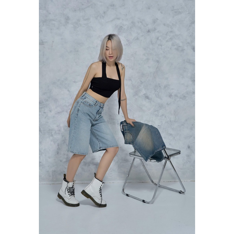 MIDDUA - JN187 Quần đùi denim form boy lửng