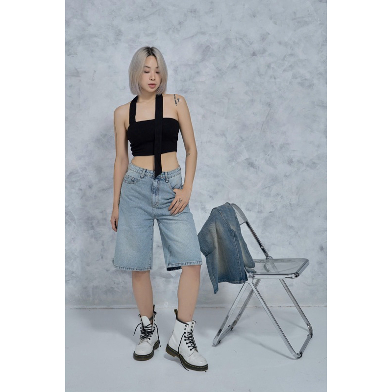 MIDDUA - JN187 Quần đùi denim form boy lửng