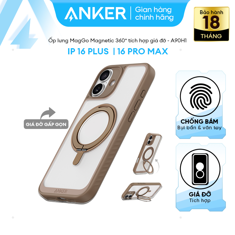 Ốp lưng Anker MagGo Magnetic tích hợp giá đỡ xoay 360° Tương