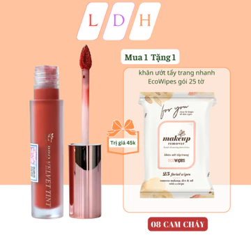 Son Kem Lì Embisu Provevet tint ( 08 Cam Cháy ) Dưỡng Ẩm Mềm Mịn Không Dính Cốc Nữ Trang Điểm Son Môi Lip Tint Cosmet