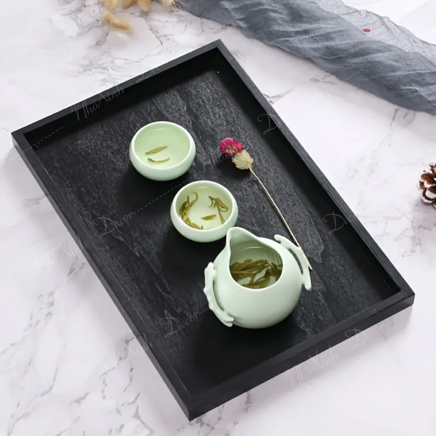 [Đọc mô tả] Khay gỗ màu đen decor chụp ảnh, khay cafe, nhà hàng, khách sạn, homestay