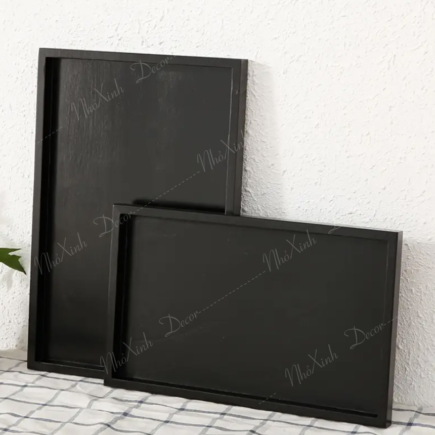 [Đọc mô tả] Khay gỗ màu đen decor chụp ảnh, khay cafe, nhà hàng, khách sạn, homestay