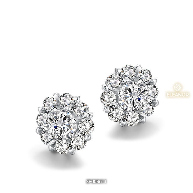 Bông tai nữ chuôi bạc 925 Eleanor Accessories hình hoa nhiều cánh phụ kiện trang sức khuyên tai 8611
