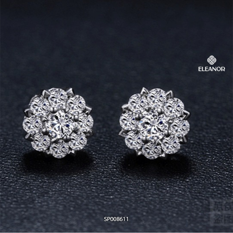 Bông tai nữ chuôi bạc 925 Eleanor Accessories hình hoa nhiều cánh phụ kiện trang sức khuyên tai 8611