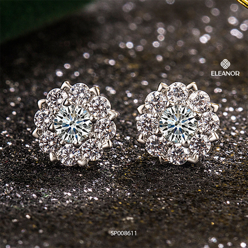 Bông tai nữ chuôi bạc 925 Eleanor Accessories hình hoa nhiều cánh phụ kiện trang sức khuyên tai 8611