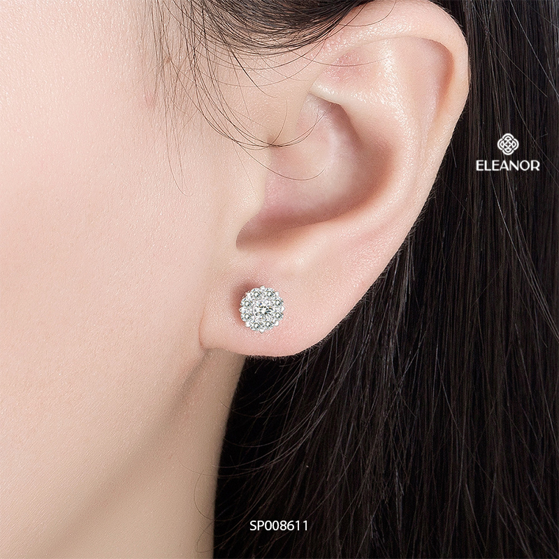 Bông tai nữ chuôi bạc 925 Eleanor Accessories hình hoa nhiều cánh phụ kiện trang sức khuyên tai 8611