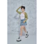 MIDDUA - VJ051 Váy xếp ly denim phối viền ren