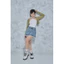 MIDDUA - VJ051 Váy xếp ly denim phối viền ren