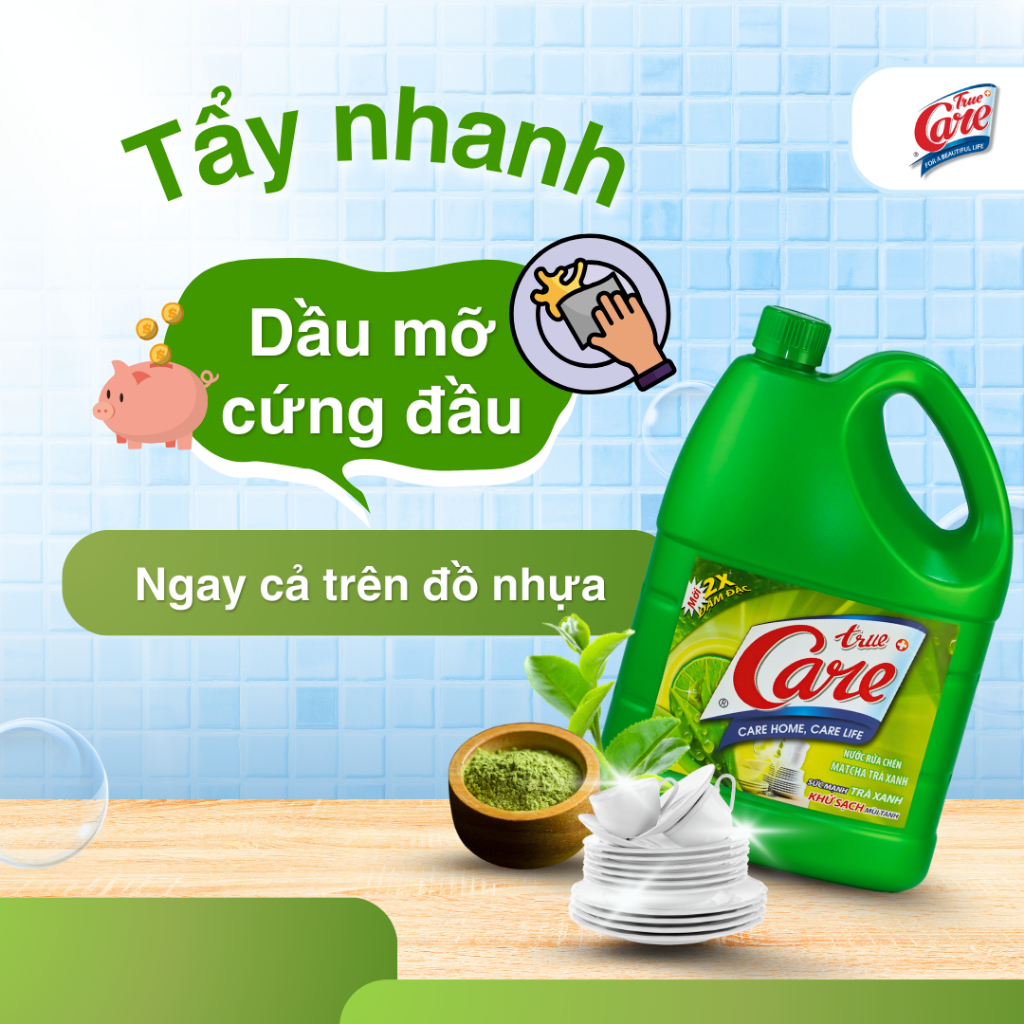 Nước Rửa Chén True Care Matcha Trà Xanh 3.6kg