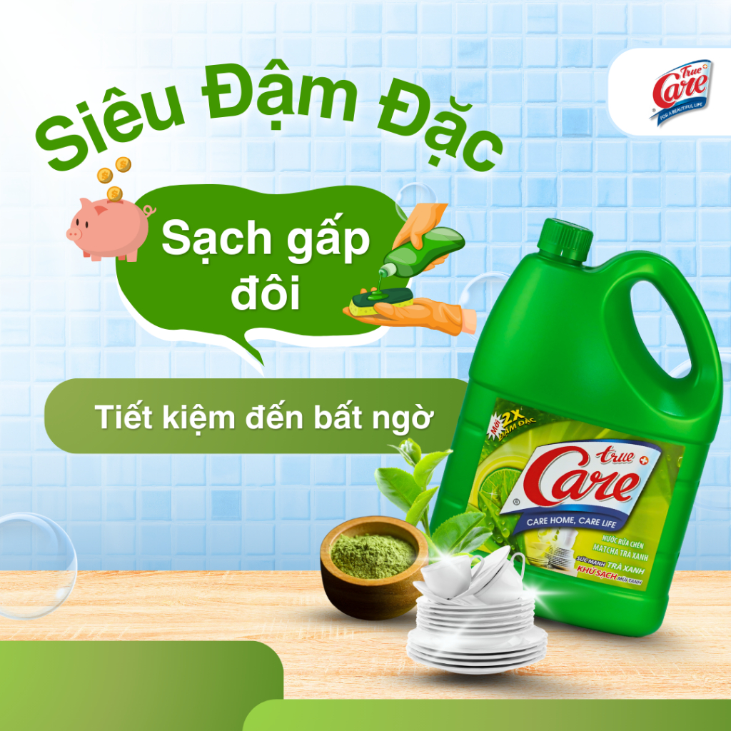 Nước Rửa Chén True Care Matcha Trà Xanh 3.6kg