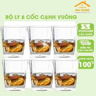 Bộ 6 ly cốc thủy tinh uống nước chịu nhiệt 4 ,5 cạnh