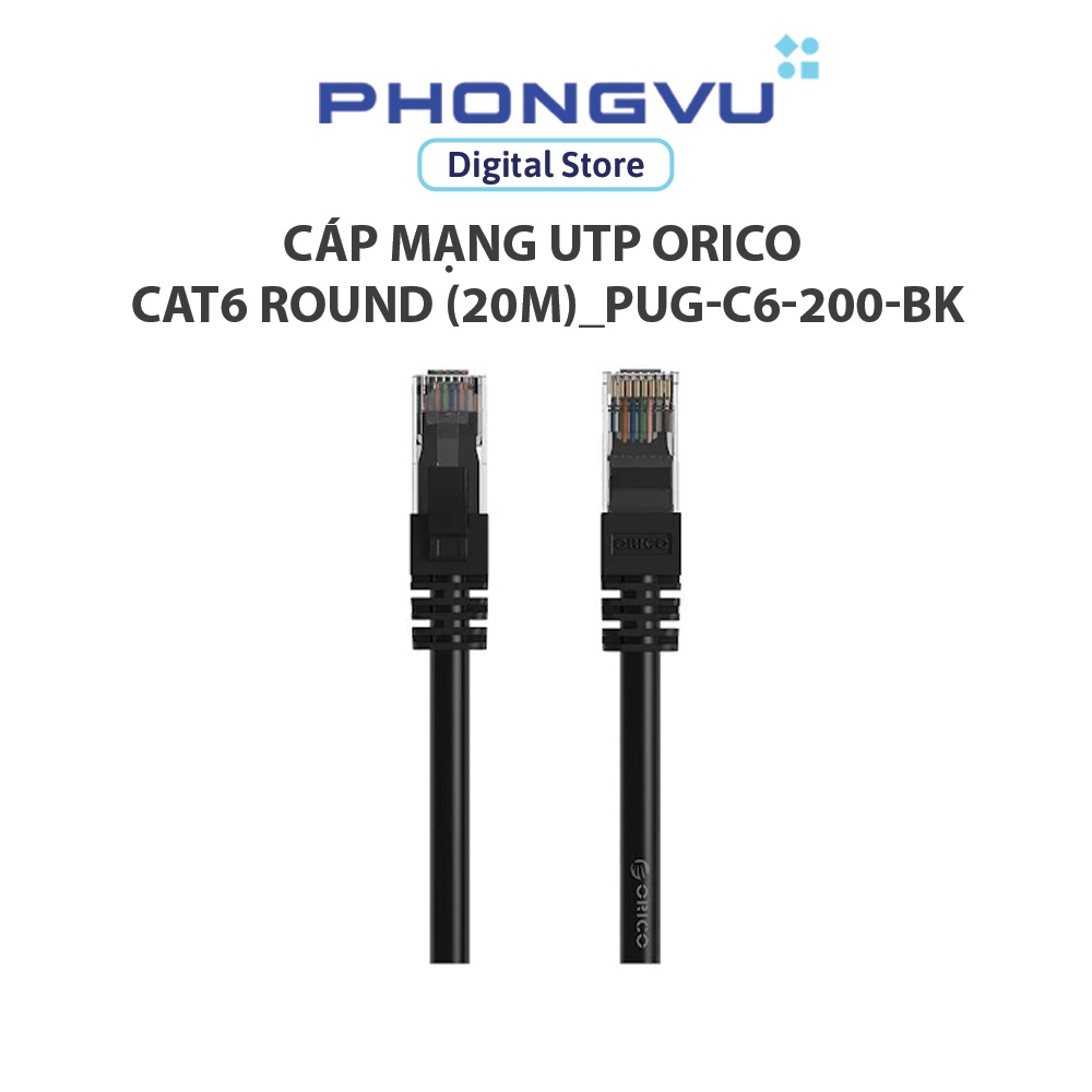 Cáp mạng UTP Orico Cat6 round (20m)_PUG-C6-200-BK - Bảo hành 12 tháng ...
