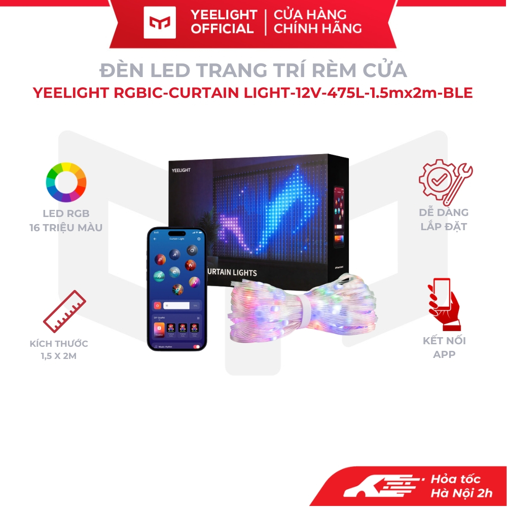 Đèn LED trang trí rèm cửa Yeelight Curtain Lights thông minh rgb 16 ...
