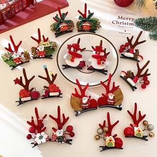 IK Set 2 Kẹp Tóc Hình Sừng Tuần Lộc, Mũ Noel Đáng Yêu Kẹp Tóc Giáng Sinh K408