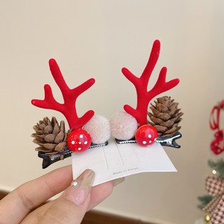 IK Set 2 Kẹp Tóc Hình Sừng Tuần Lộc, Mũ Noel Đáng Yêu Kẹp Tóc Giáng Sinh K408