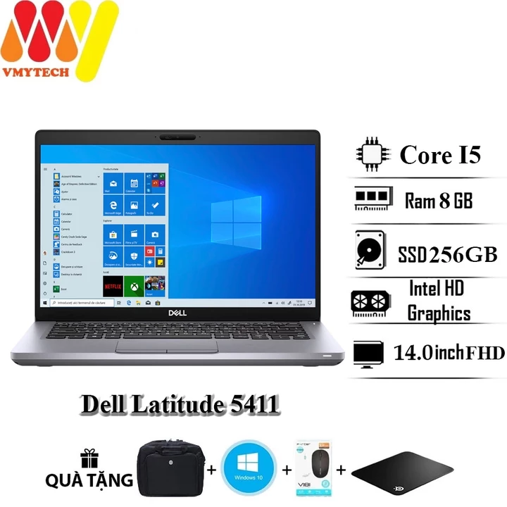 Dell Latitude 5411, Dell E5411 Core i5-11th, Ram 8GB, SSD 256GB, 14inch FHD,Laptop xịn cấu hình cao