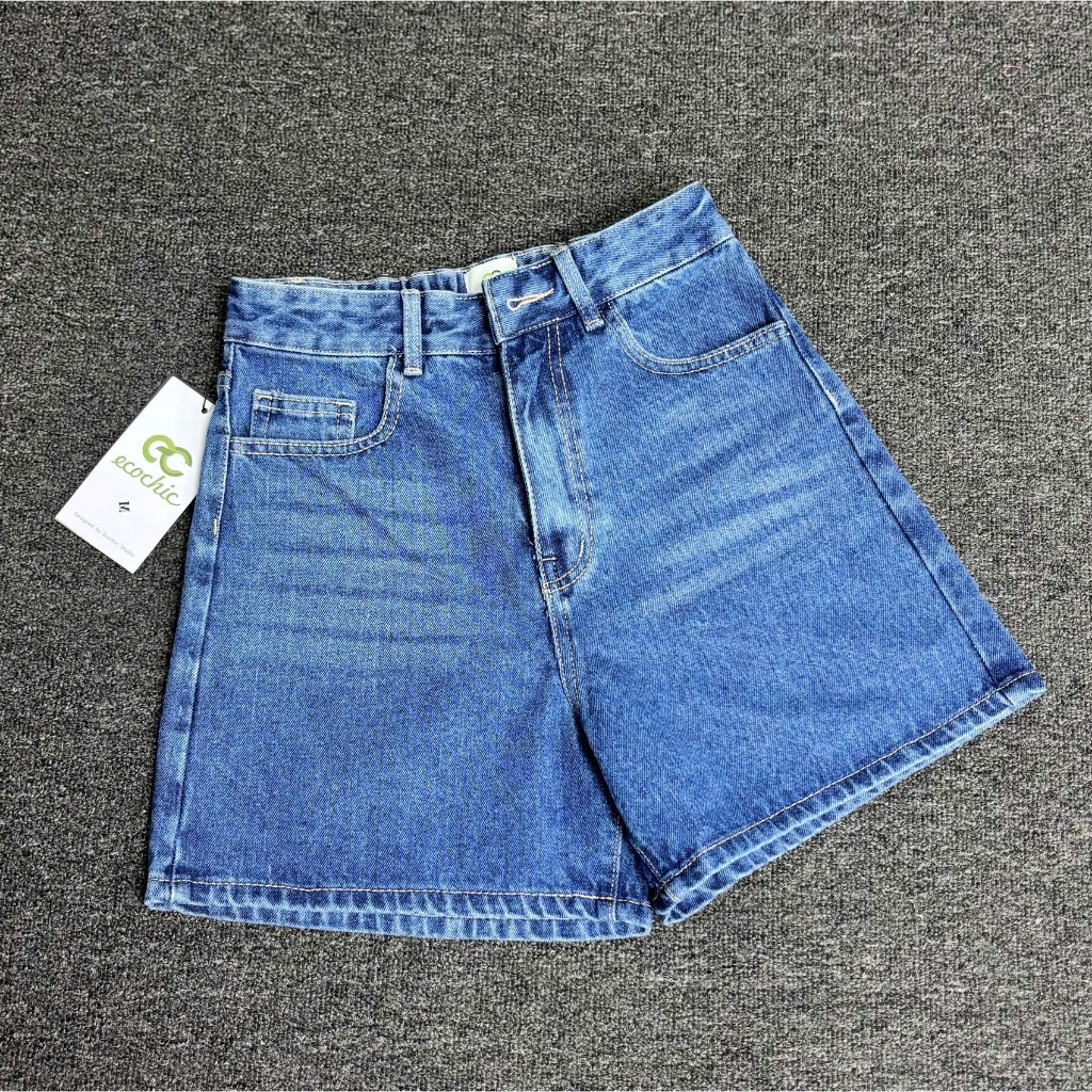 Quần Đùi Bò ECOCHIC DENIM SHORTS Cạp Cao Lưng Chun Co Giãn Tốt Chính Hãng Cao Cấp Dễ Phối Đồ B115