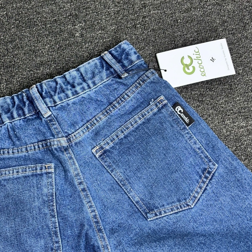 Quần Đùi Bò ECOCHIC DENIM SHORTS Cạp Cao Lưng Chun Co Giãn Tốt Chính Hãng Cao Cấp Dễ Phối Đồ B115