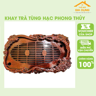 Khay Trà Tùng Hạc Nhựa Giả Gỗ, Khay đựng Bộ ấm Trà Phong Thủy