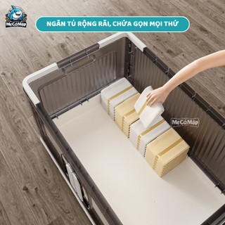 Tủ Nhựa Đựng Đồ Trong Suốt Gấp Gọn, Sức Chứa Lớn, Tủ Đựng Đồ Nhà Bếp, Khóa Nam Châm, Bánh Xe 360, Nhựa PP Cao Cấp - HC06