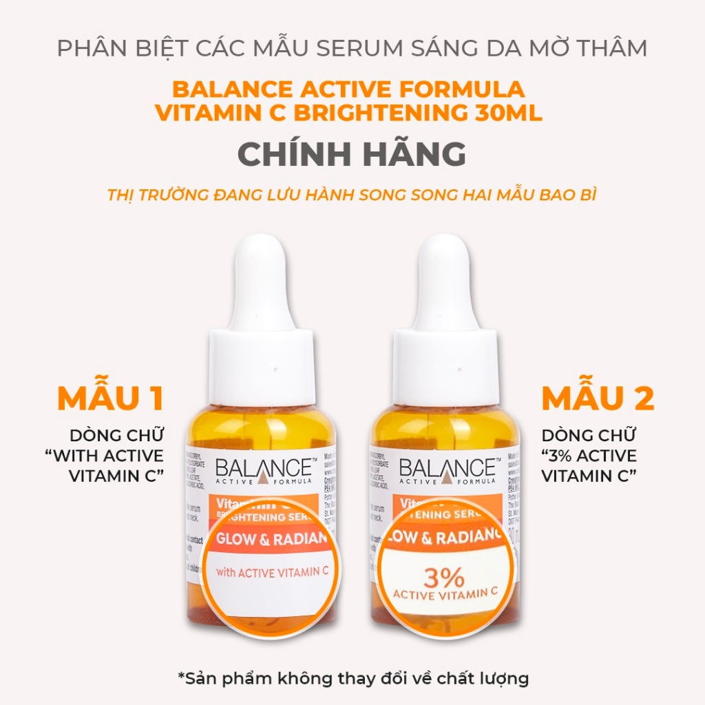 [ Livestream x Balance ] Serum Sáng Da, Mờ Thâm Balance Active Formula Vitamin C Brightening 30ml
