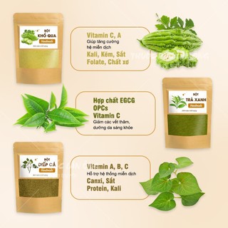 Combo bột hỗ trợ ngừa mụn, làm mờ thâm hiệu quả ( bột diếp cá, bột khổ qua, bột trà xanh)