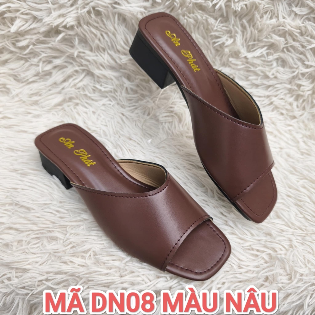 Dép nữ da Xịn thật DN08 cao 3cm - Dép trung niên đi êm chân