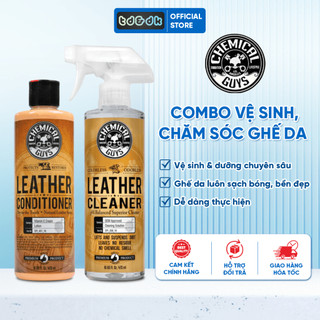 Combo 2 chai vệ sinh ghế da Chemical Guys Leather Care Clean & Condition 473ml, chăm sóc ghế da