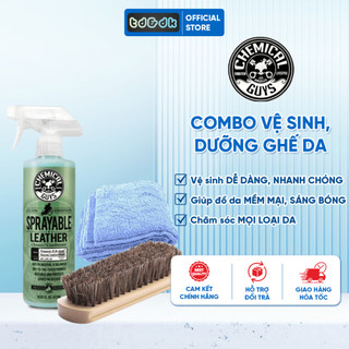 Combo vệ sinh, dưỡng ghế da ô tô Chemical Guys, vệ sinh kèm dưỡng 2in1 Sprayable Liquid Leather