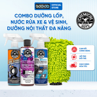 Combo chăm sóc xe Chemical Guys Basic dưỡng lốp, nước rửa xe & vệ sinh, dưỡng nội thất đa năng
