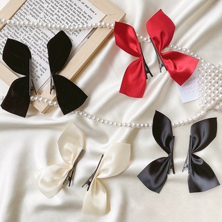 IK Set 2 Kẹp Tóc Nơ Vải Lụa Phong Cách Tiểu Thư Cute K410
