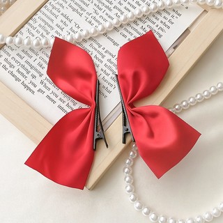 IK Set 2 Kẹp Tóc Nơ Vải Lụa Phong Cách Tiểu Thư Cute K410