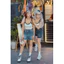 MIDDUA - SJ015 Quần đùi denim lửng lưng khuy chéo