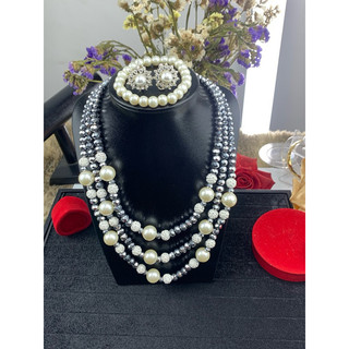 Combo Vòng Cổ 3 Lớp, Vòng Tay, Hoa Tai Cao Cấp – Bộ Trang Sức Dành Cho Phái Nữ