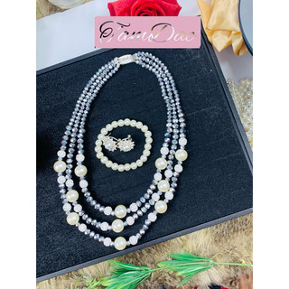 Combo Vòng Cổ 3 Lớp, Vòng Tay, Hoa Tai Cao Cấp – Bộ Trang Sức Dành Cho Phái Nữ