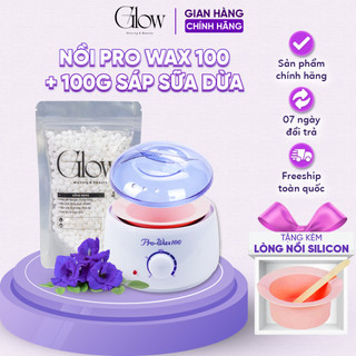 Combo Nồi Prowax 100 Thế Hệ Mới Có Lòng Silicon GLOW WAXING + 100Gr Sáp Wax Lông Sữa Dừa  0707