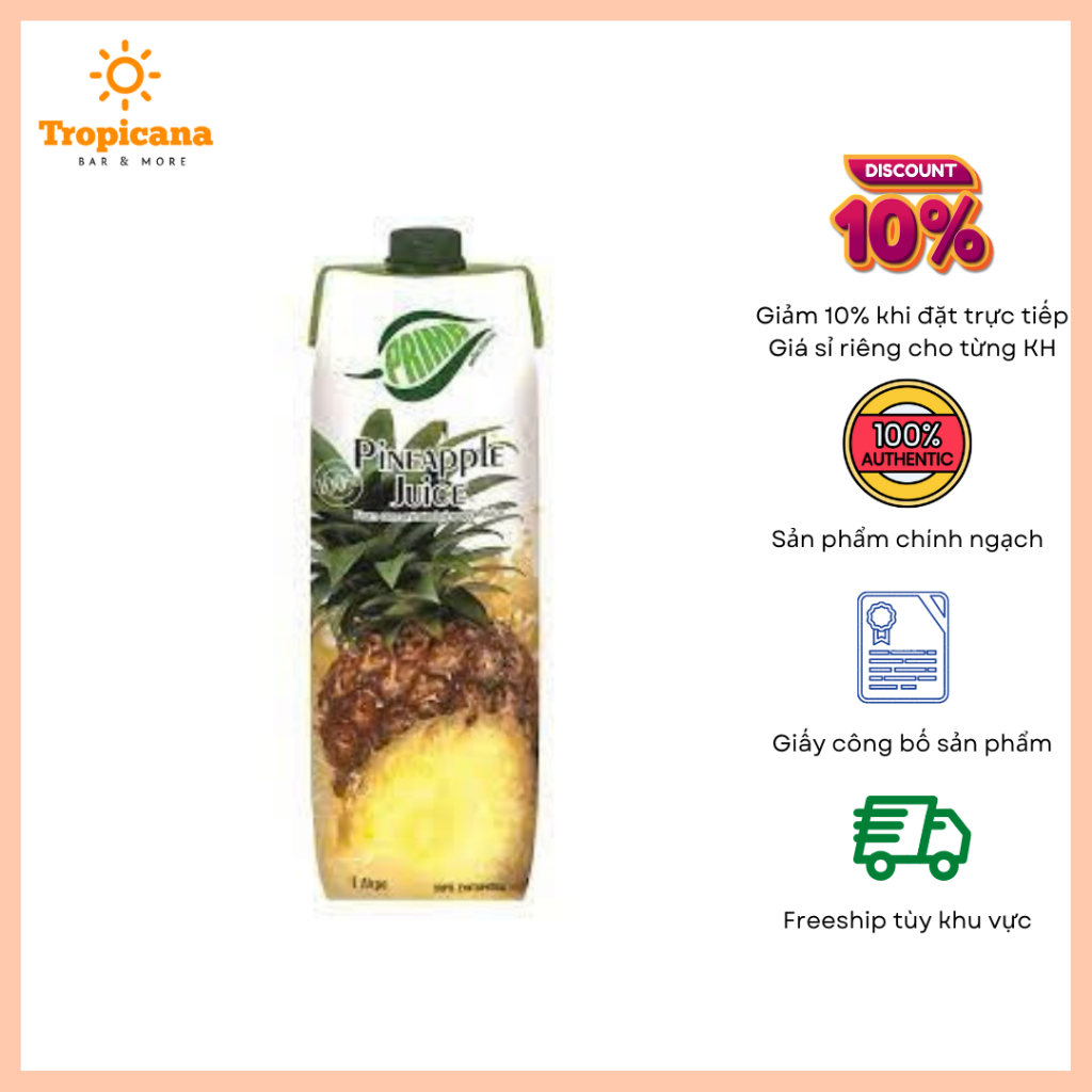 Nước ép dứa 100% Prima Hộp 1L | Shopee Việt Nam