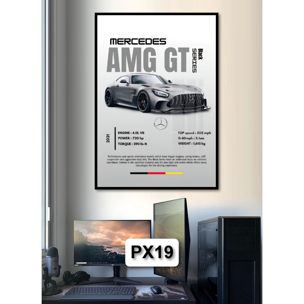 Tranh Poster Siêu Xe Tráng Gương Có Khung Decor Phòng Khách Phòng Game