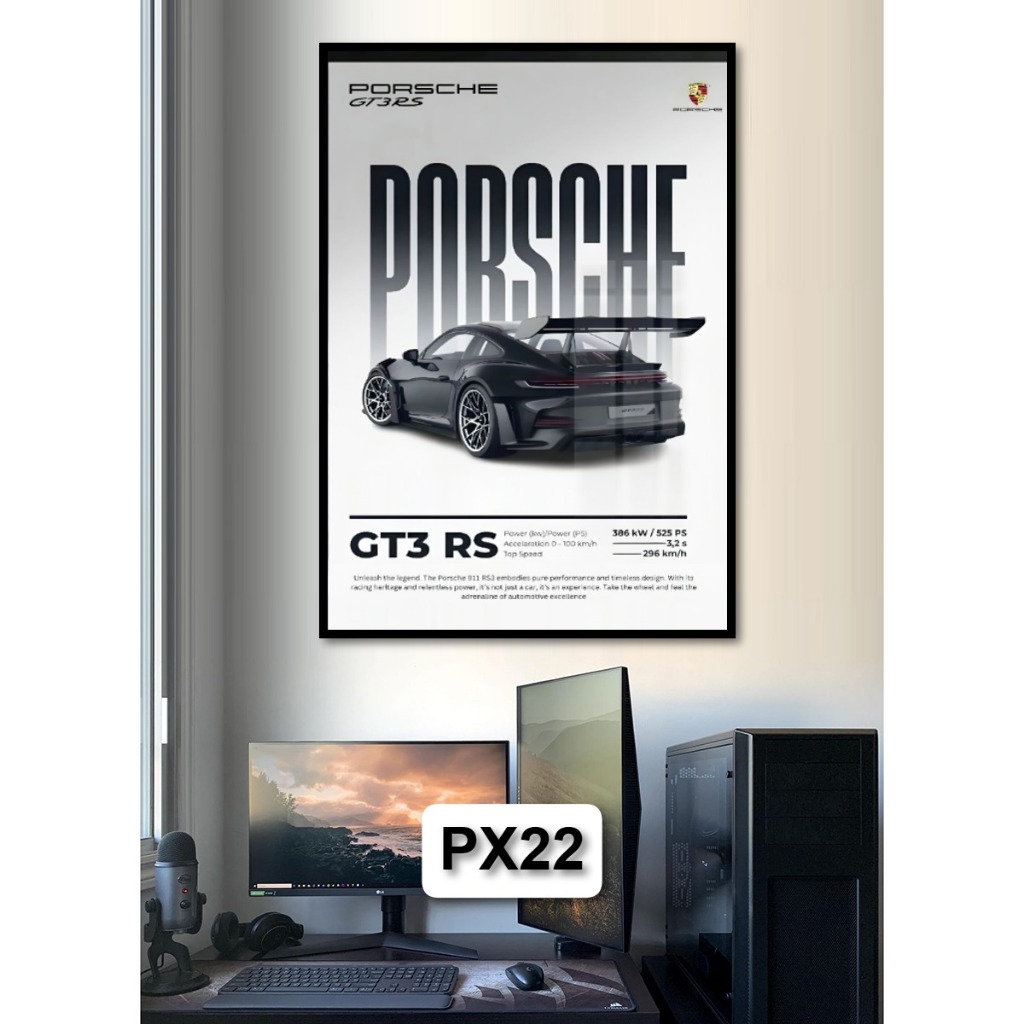 Tranh Poster Siêu Xe Tráng Gương Có Khung Decor Phòng Khách Phòng Game