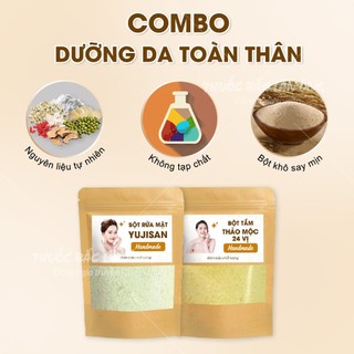 Combo bột dưỡng trắng toàn thân ( bột rửa mặt trắng da, bột thuốc bắc 24 vị tắm trắng, tẩy da chết)