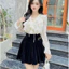 Chân váy nhung xếp ly tag cài Kymie CV1556