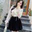 Chân váy nhung xếp ly tag cài Kymie CV1556