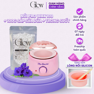 Combo Nồi Prowax 100 Thế Hệ Mới Có Lòng Silicon GLOWWAXING +100Gr Sáp Sữa Dừa Mix Trong Suốt CHE TÊN