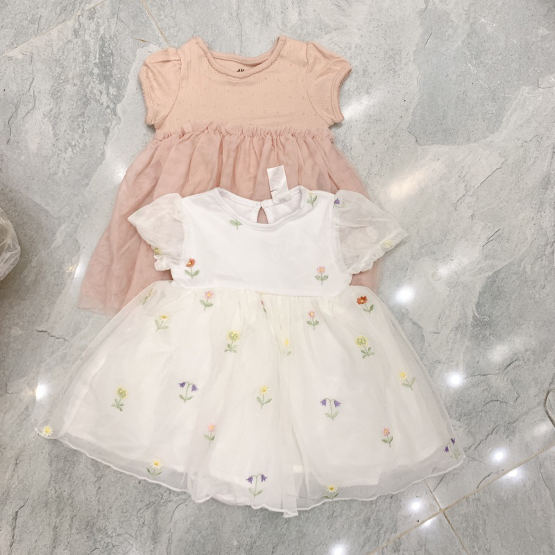 [MD169]H.M Body váy trắng ren hoa thêu xuất xịn cho bé